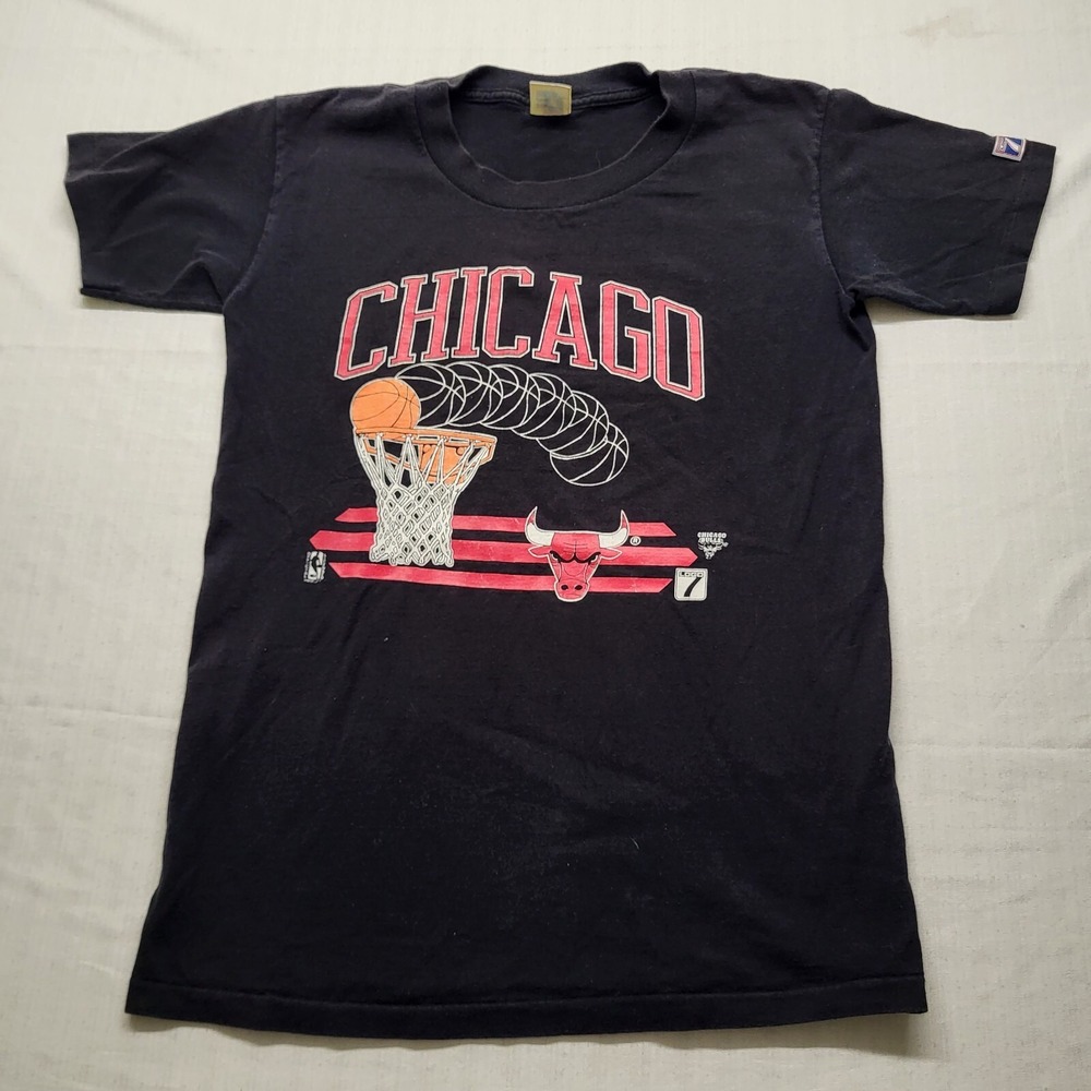 Vintage Chicago Bulls T Shirt Kids XL 18/20 Black Graphic 90s Classic Retro NBA